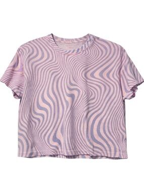 Crown & Ivy Purple Pink Swirl Crop Top Small Y2K Coquette Stretch Knit Tee